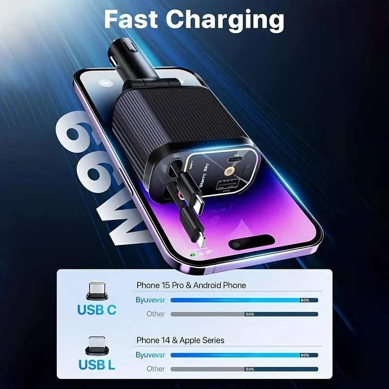 🔥🔥Hot Deal Summer SALE OFF UP TO 50%🔥🔥- Car Charger with Starry Lights ⚡ thumbnail 8