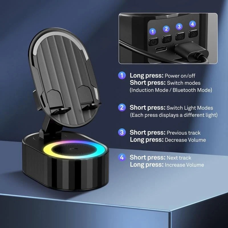 🔥 50% OFF TODAY — Smart Cell Phone Stand with Speaker, Power Bank & LED Light 🔊🔋✨ thumbnail 4