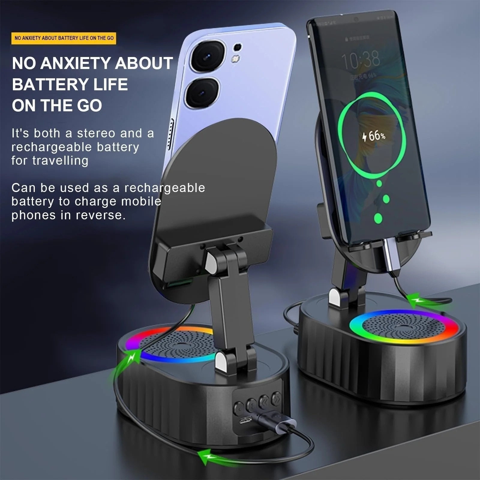 🔥 50% OFF TODAY — Smart Cell Phone Stand with Speaker, Power Bank & LED Light 🔊🔋✨ thumbnail 6