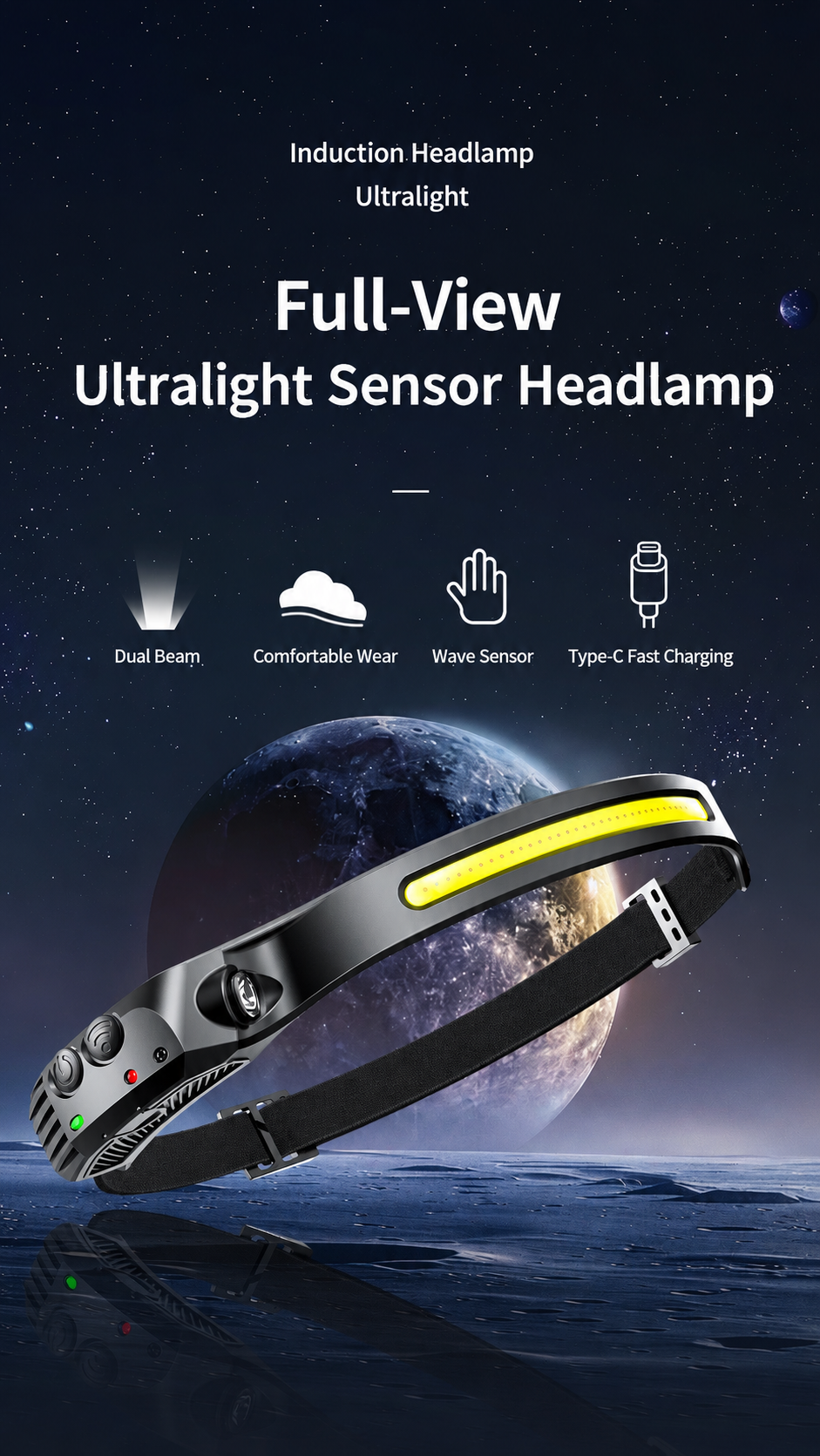 🔥Father’s Day 💞50K+ SOLD! Sale Off Upto 60% Ultra-Light Rechargeable Headlamp with Wave Sensor Control