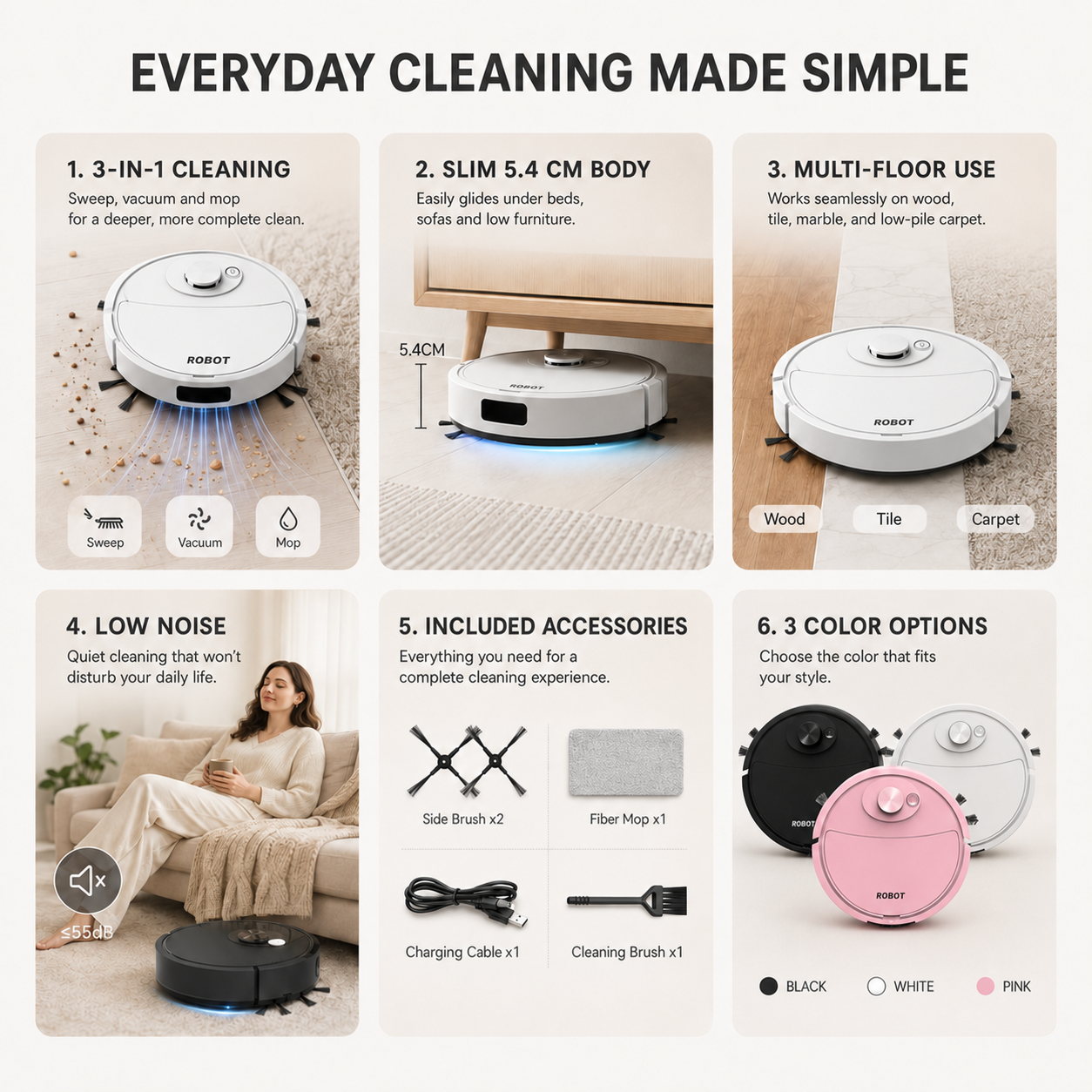 🔥🔥Hot Deal Summer SALE OFF UP TO 60%🔥💥Vacuum Cleaner USB Charging Sweeping Robot thumbnail 5