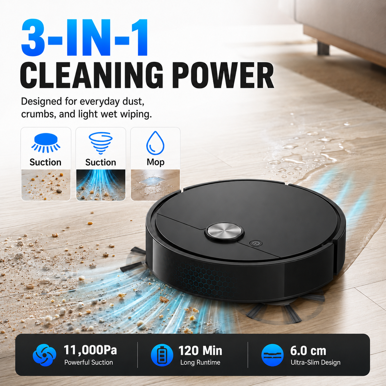 🔥🔥Hot Deal Summer SALE OFF UP TO 60%🔥💥Vacuum Cleaner USB Charging Sweeping Robot thumbnail 6