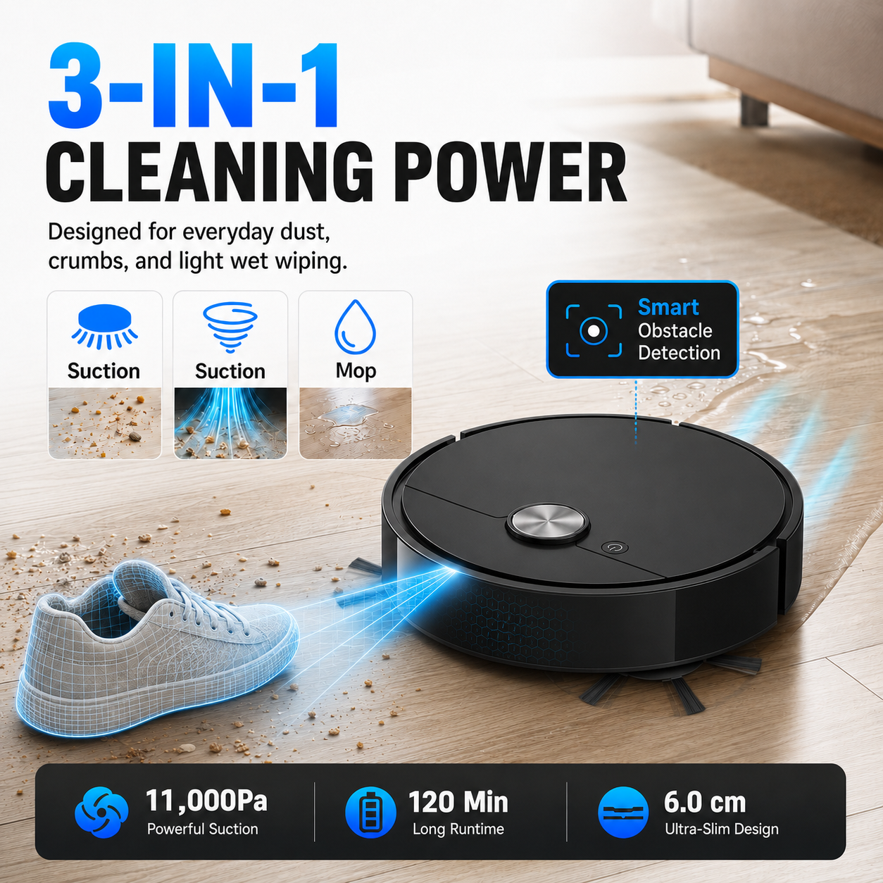 🔥🔥Hot Deal Summer SALE OFF UP TO 60%🔥💥Vacuum Cleaner USB Charging Sweeping Robot thumbnail 7