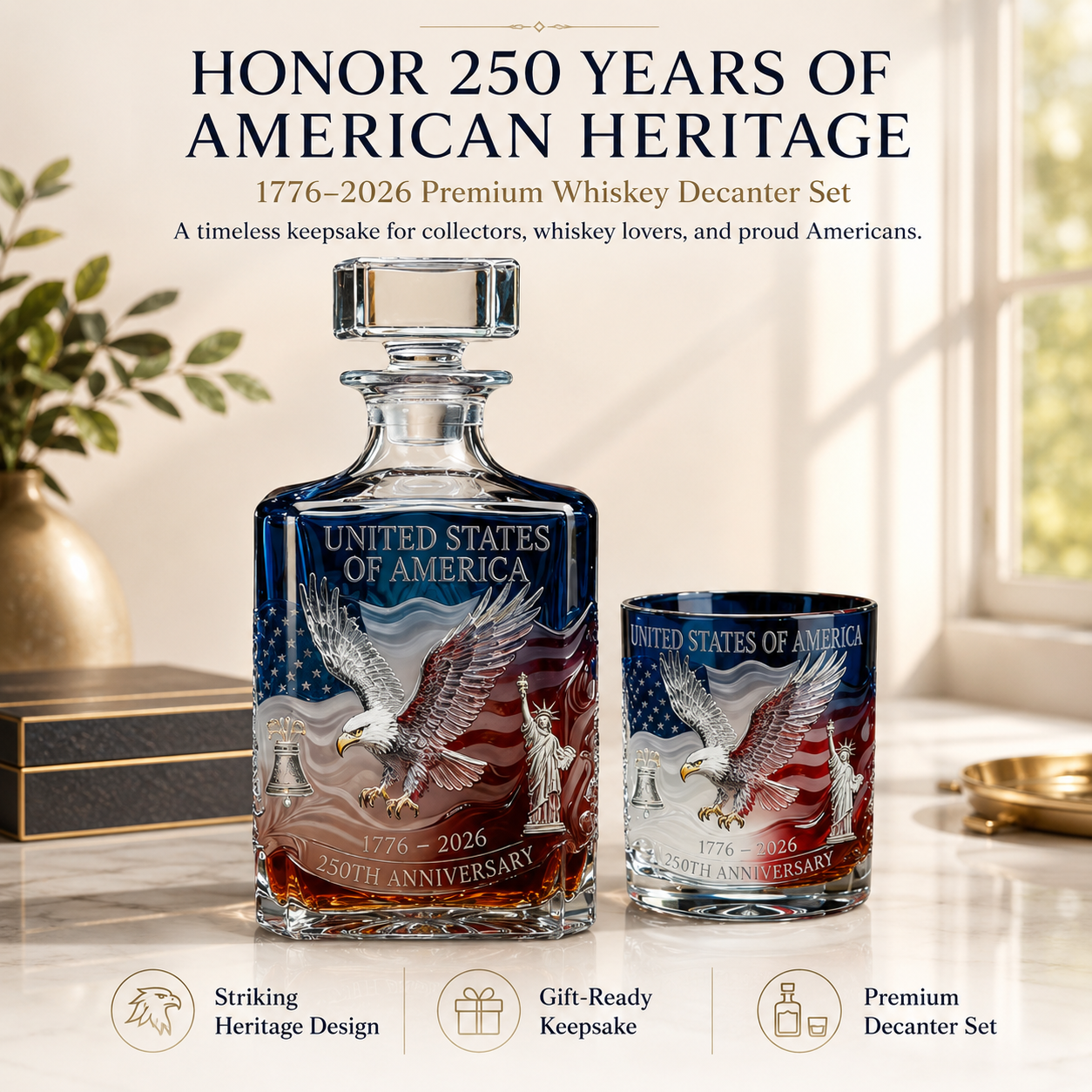 🎁 Father’s Day Gift Sale — 60%🔥USA 250th Anniversary Whiskey Glass 1776–2026 thumbnail 3