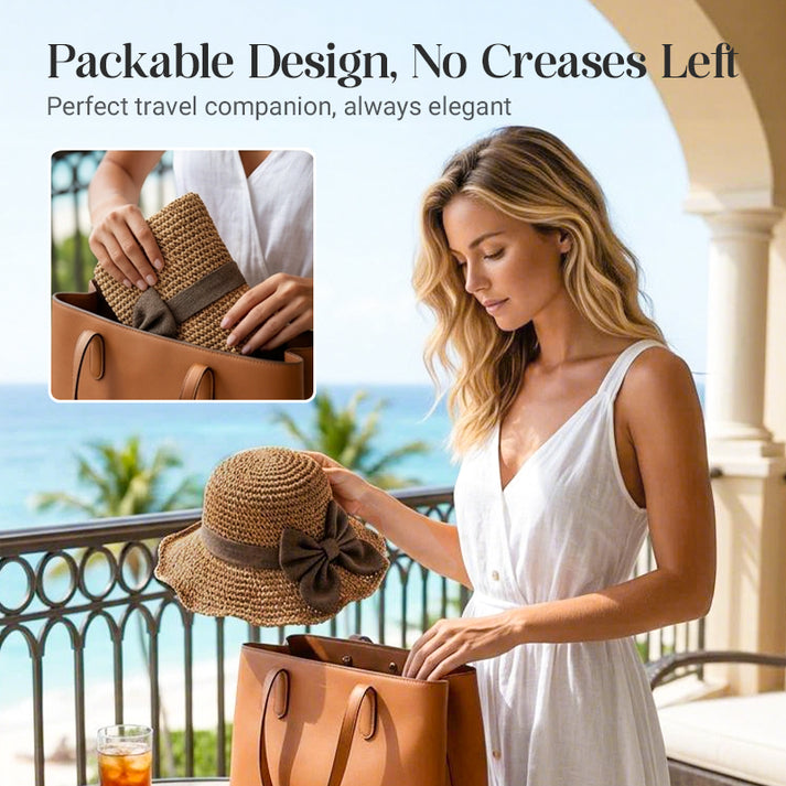🔥🔥Hot Deal Summer SALE OFF UP TO 60%🔥🔥Woven Straw Sun Hat with Bow thumbnail 3