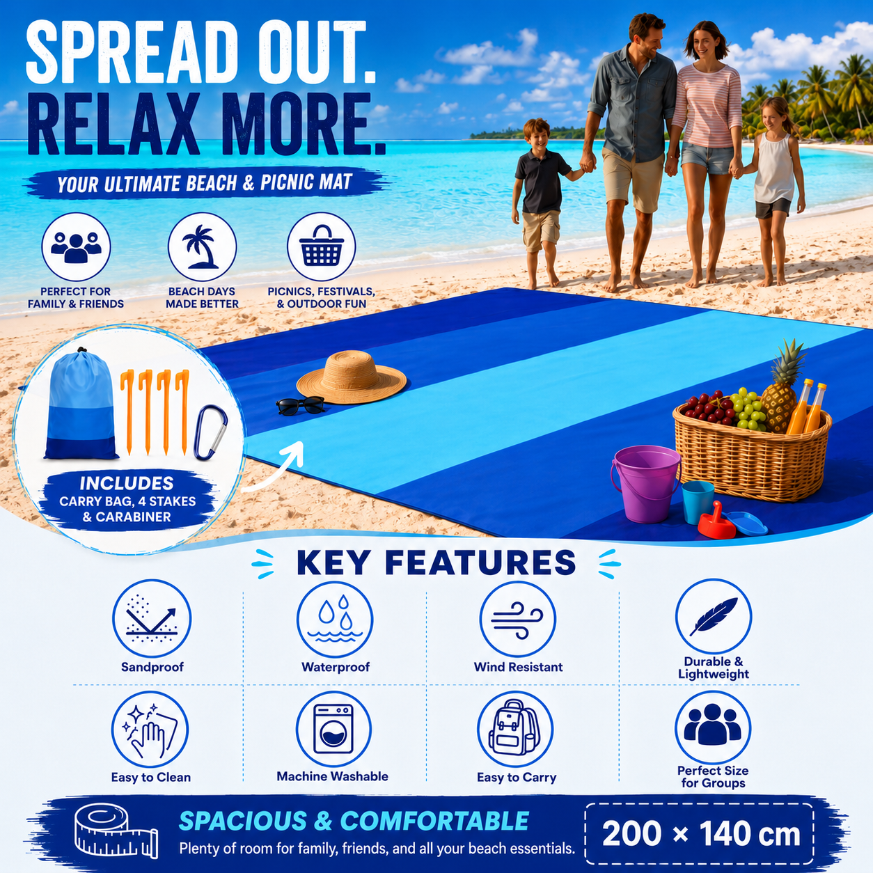 🏖️🔥Hot Deal Summer SALE OFF 60% - Foldable Waterproof Beach Mat! 🔥🏕️ - Image 1