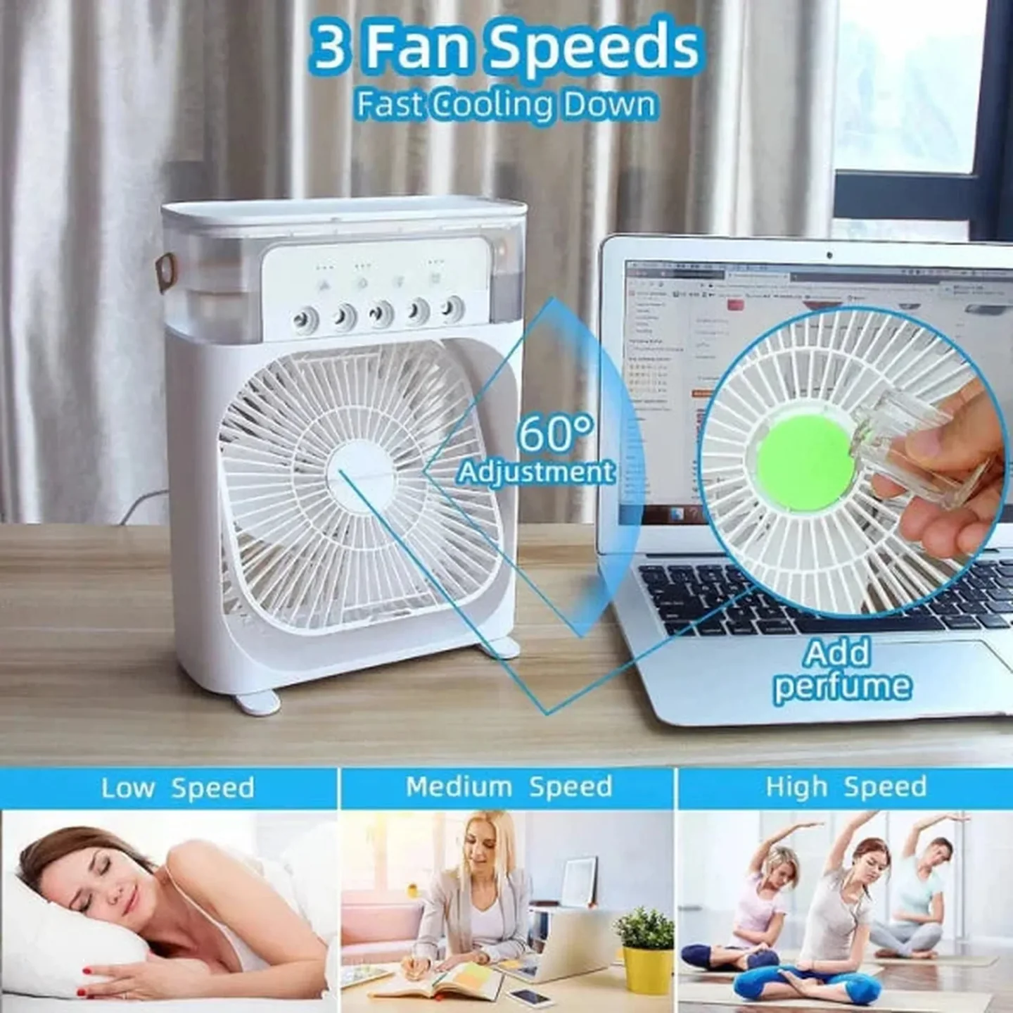 🔥🔥Hot Deal Summer SALE OFF UP TO 60%🔥🔥3-in-1 Portable Mini Air Cooler Fan with Humidifier & LED Light thumbnail 7