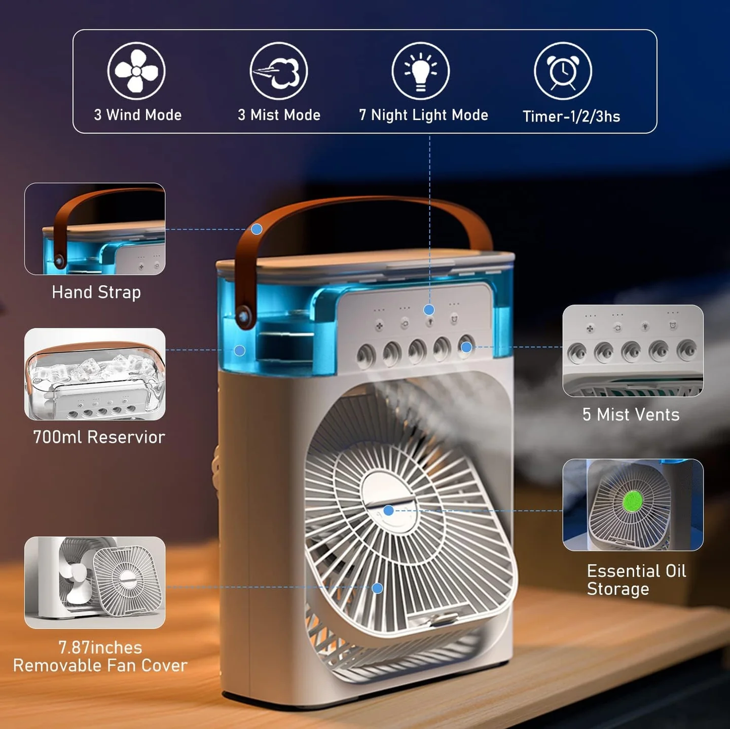 🔥🔥Hot Deal Summer SALE OFF UP TO 60%🔥🔥3-in-1 Portable Mini Air Cooler Fan with Humidifier & LED Light - Image 1