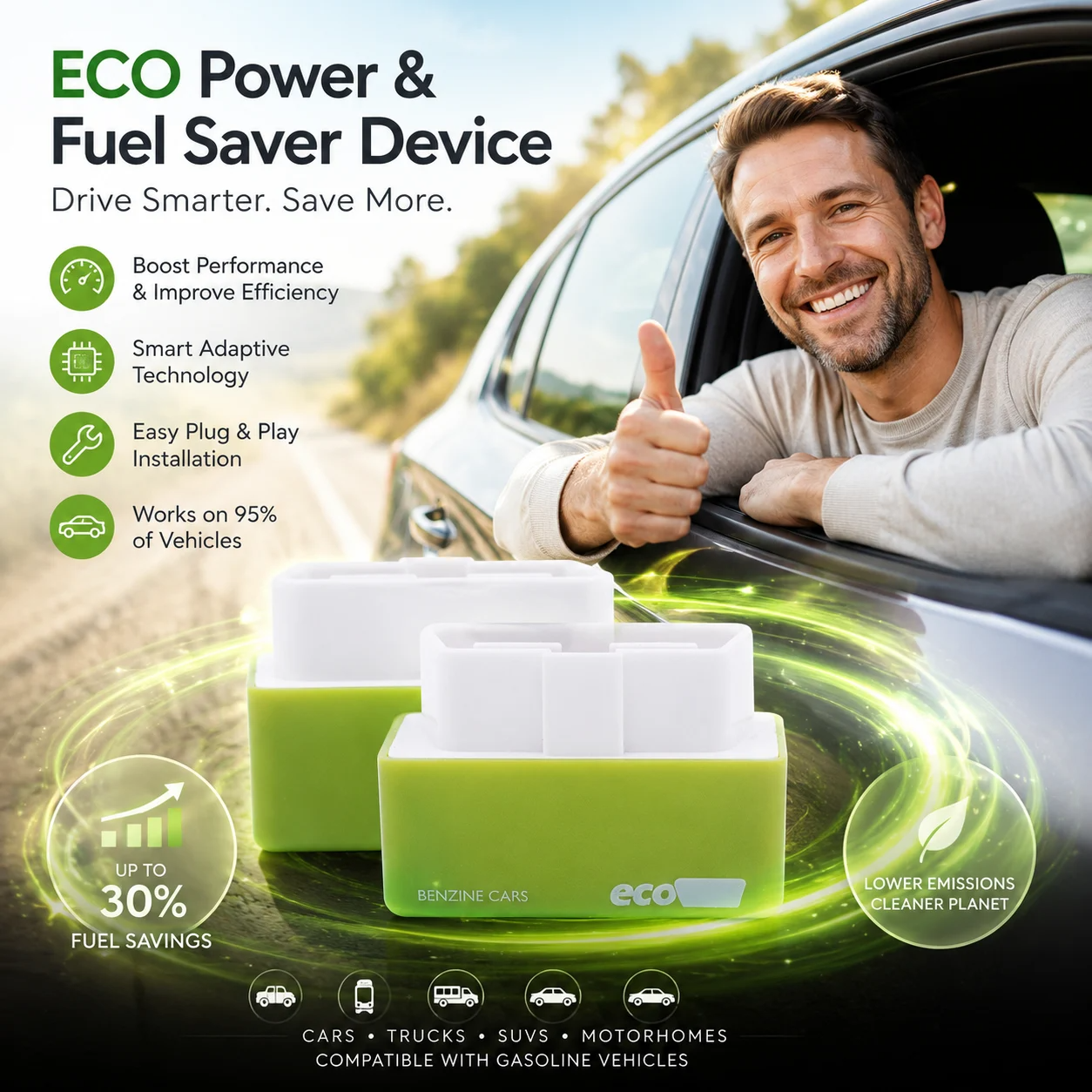 🔥 Summer Sale Upto 60% OBD2 ECO Power & Fuel Saver Device - Image 1