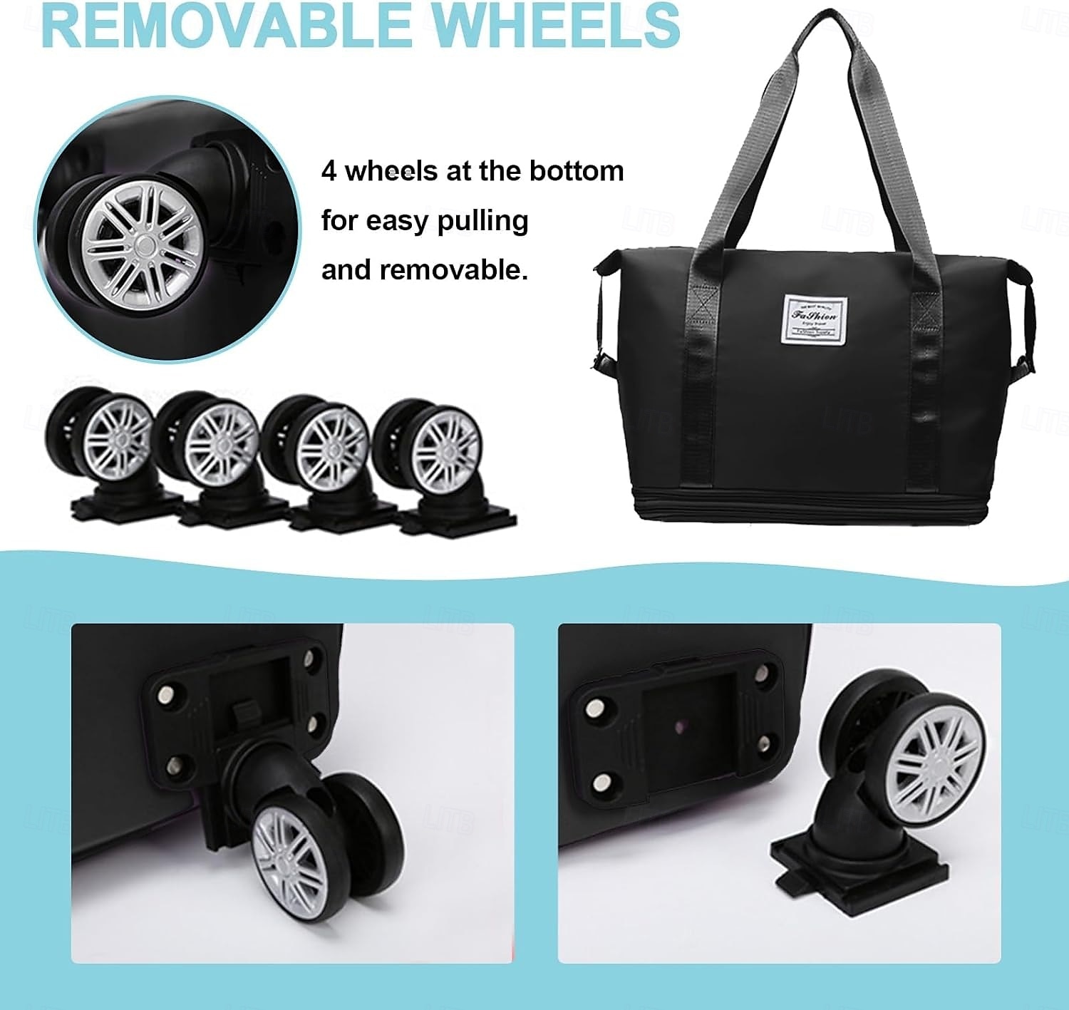 Large Capacity Travel Bag, Rolling Duffle with Spinner Wheels, Waterproof Weekender Tote, Dry Wet Separation, Laptop Compartment, for Business, Gym, Camp 2026 - GBP £21.99 –P1