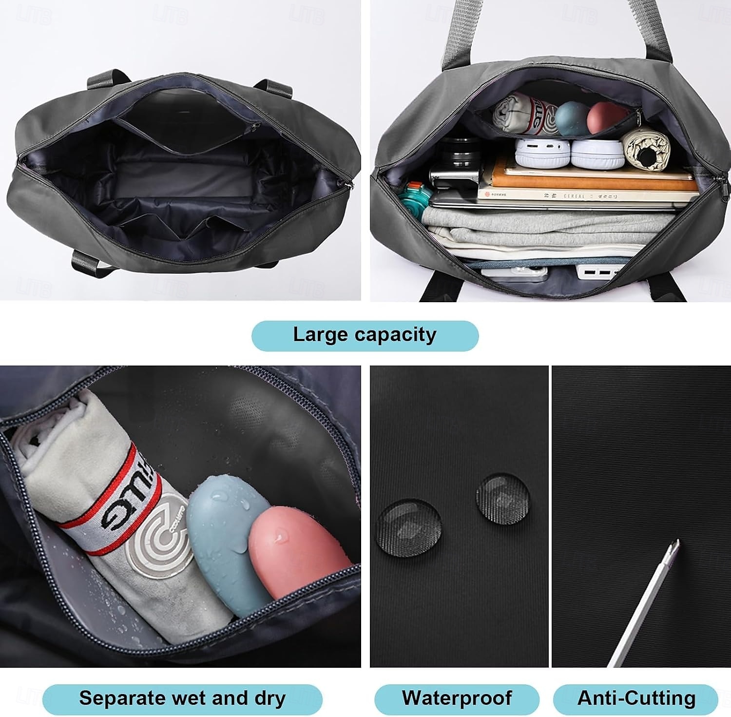 Large Capacity Travel Bag, Rolling Duffle with Spinner Wheels, Waterproof Weekender Tote, Dry Wet Separation, Laptop Compartment, for Business, Gym, Camp 2026 - GBP £21.99 –P5