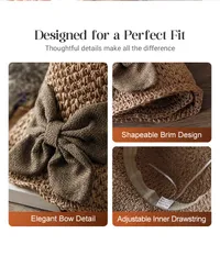🔥 Hot Sale 60% OFF🔥Elegant Woven Straw Sun Hat with Bow thumbnail 11