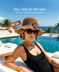 🔥 Hot Sale 60% OFF🔥Elegant Woven Straw Sun Hat with Bow thumbnail 6