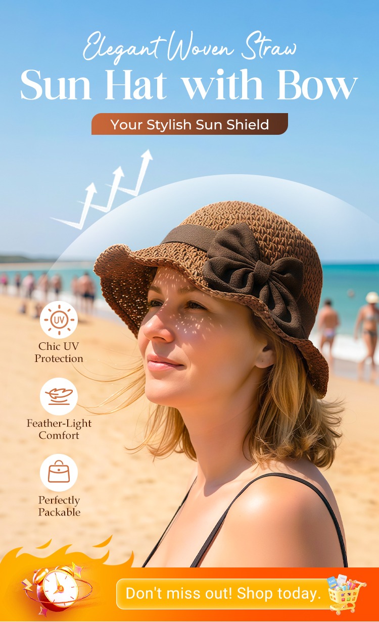🔥 Hot Sale 60% OFF🔥Elegant Woven Straw Sun Hat with Bow thumbnail 4