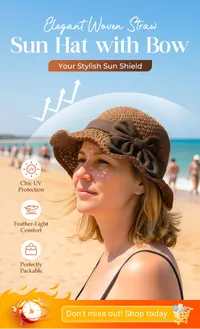 🔥 Hot Sale 60% OFF🔥Elegant Woven Straw Sun Hat with Bow thumbnail 4