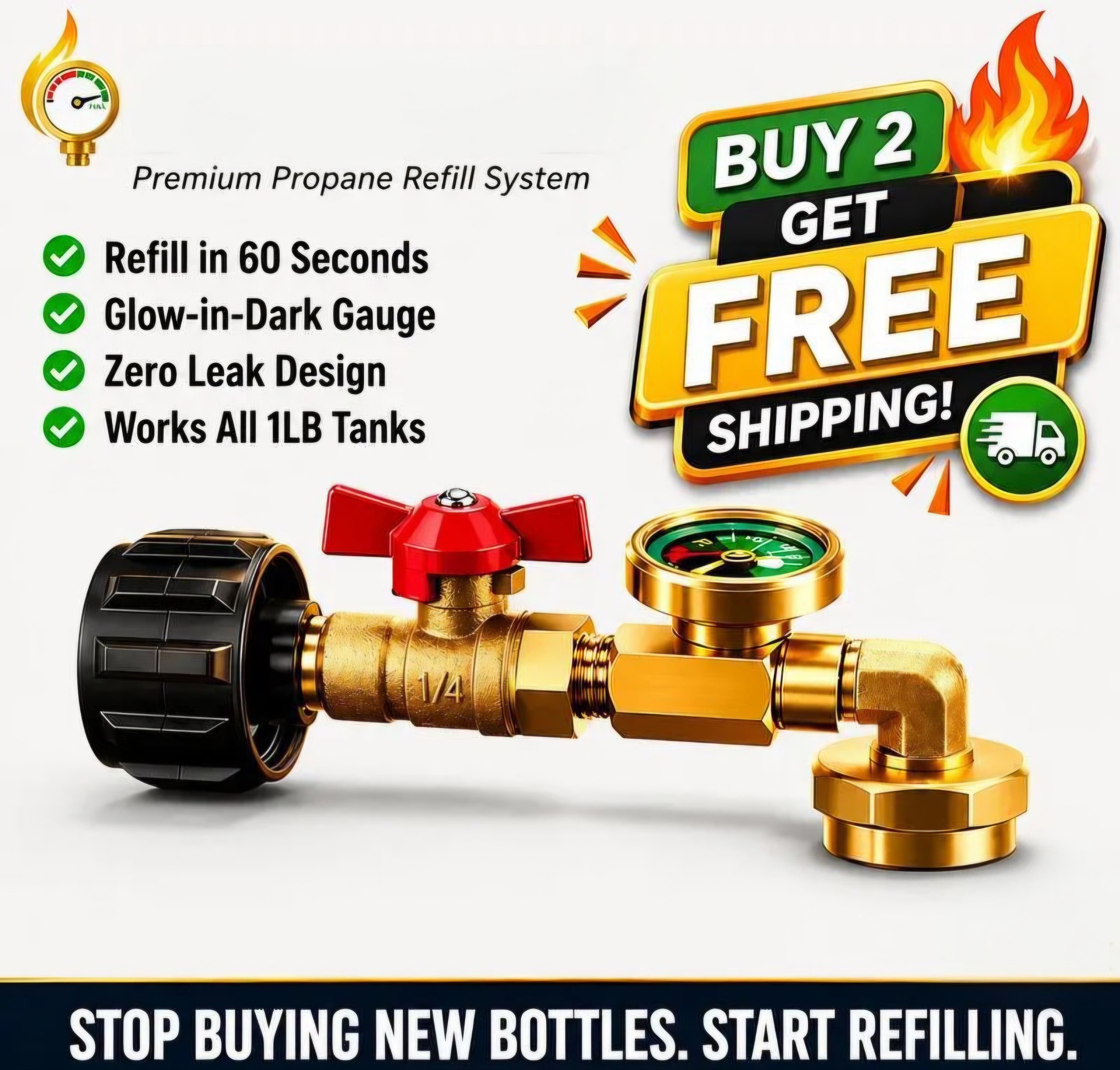 🔥 Summer Sale Upto 60% - Propane Refill Adapter thumbnail 2