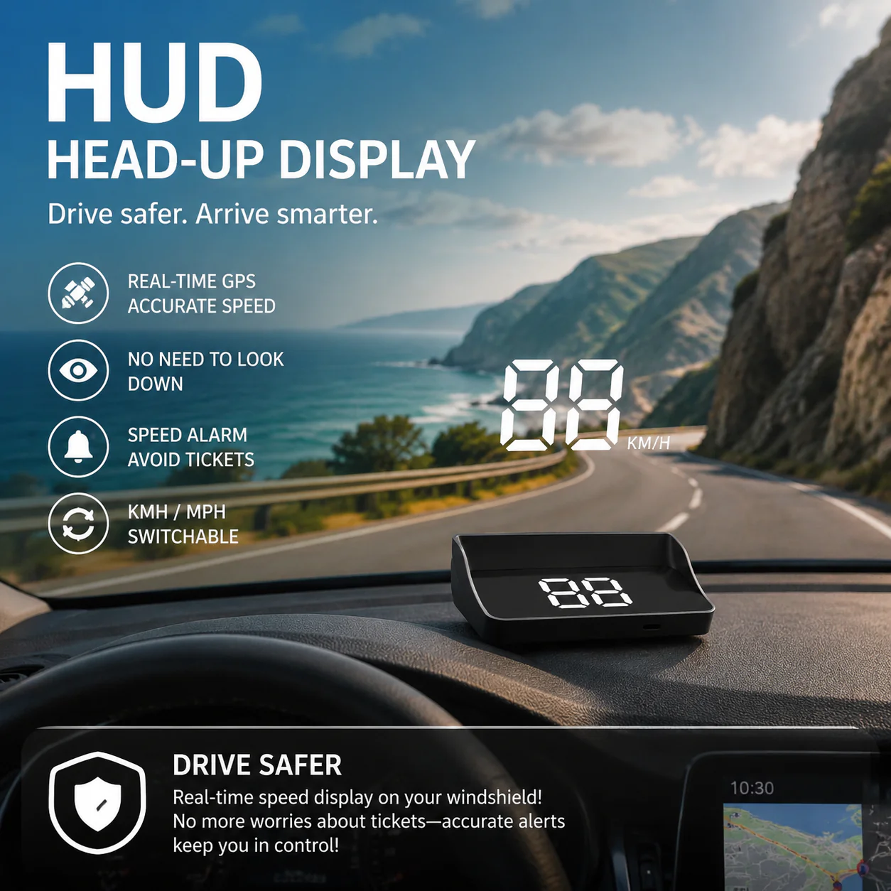 🔥 Summer Sale Upto 60% Head-Up Display Car GPS Digital Speedometer thumbnail 4