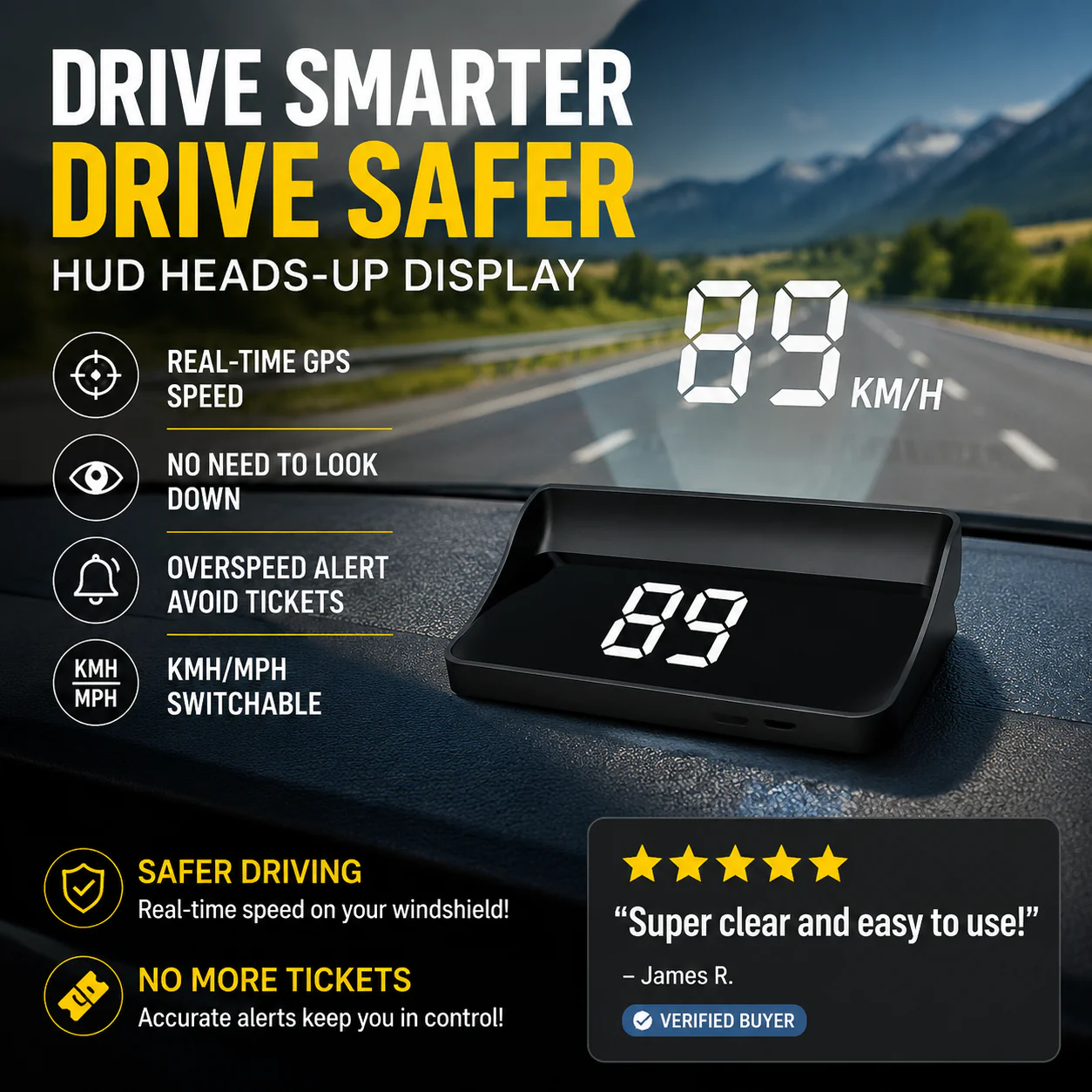 🔥 Summer Sale Upto 60% Head-Up Display Car GPS Digital Speedometer thumbnail 5