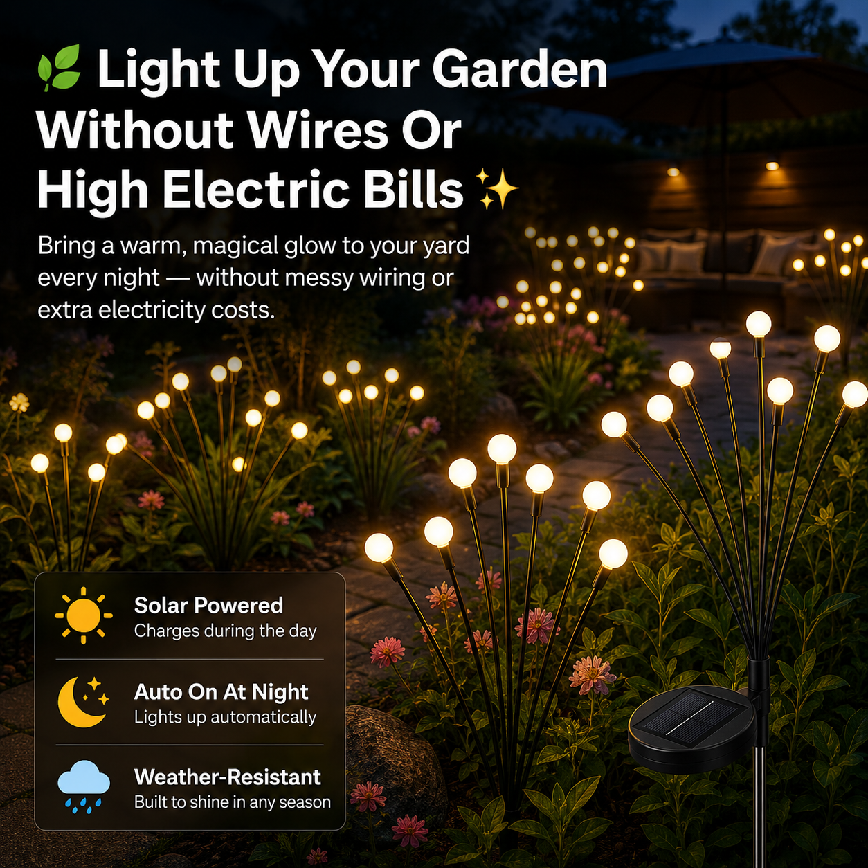 🔥 50% OFF TODAY 🔥 🌿 Solar Garden Lights: Light Up Your Garden Without Wiring ✨ - Image 1