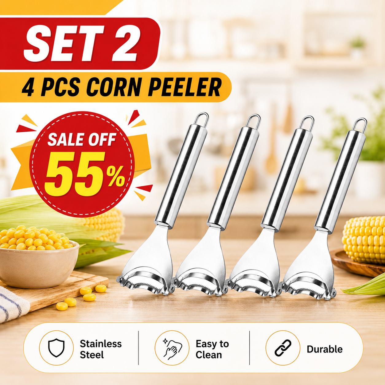 🔥🔥Hot Deal Summer SALE OFF UP TO 60%🔥🌽Corn Kernel Peeler – Easy Corn Cob Stripper for Quick Kernel Removal🔥 thumbnail 10