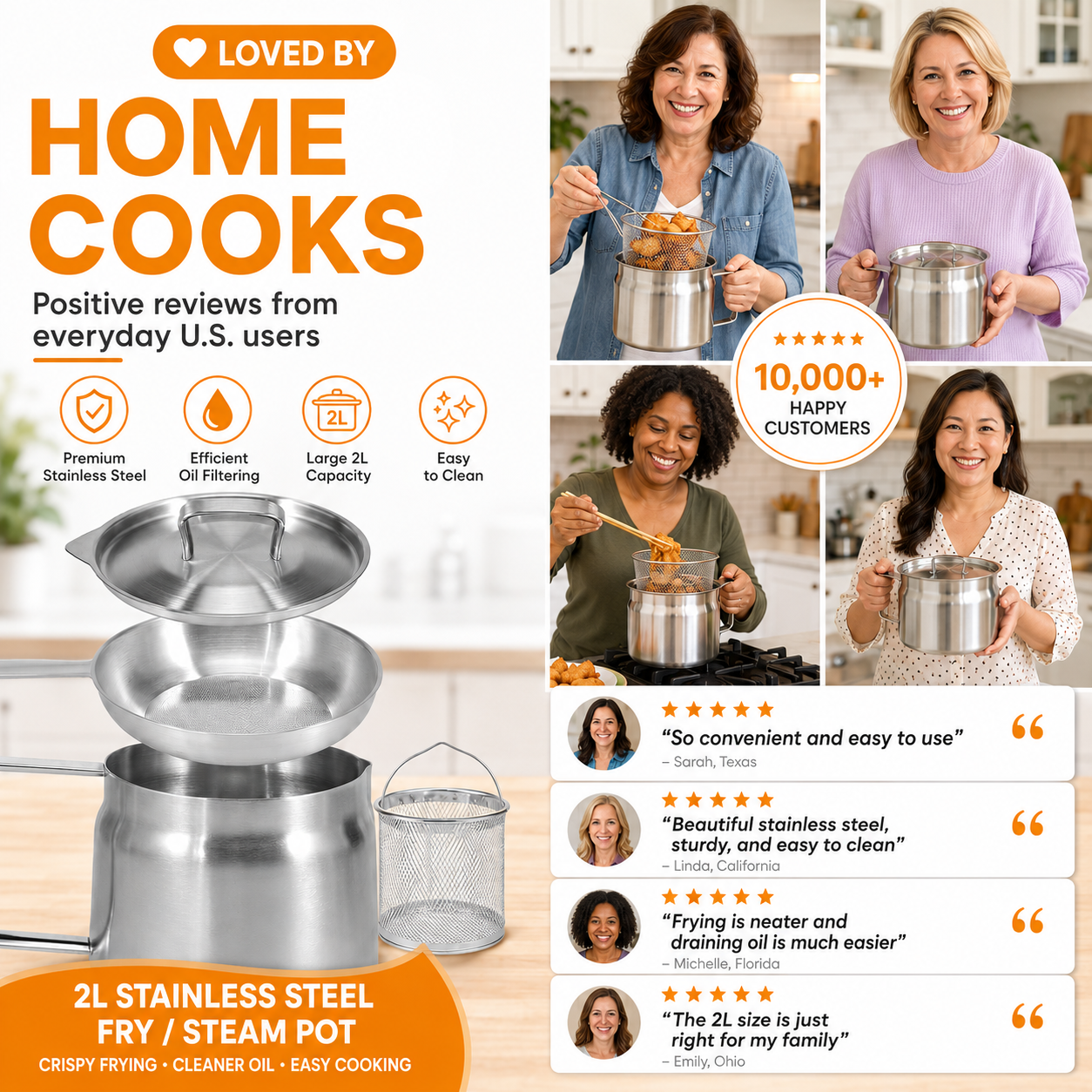 🔥Hot Summer Deal – Up To 20% OFF 🔥- Crisp & Clean Fry Pot (Stainless Steel) 🍳 thumbnail 3