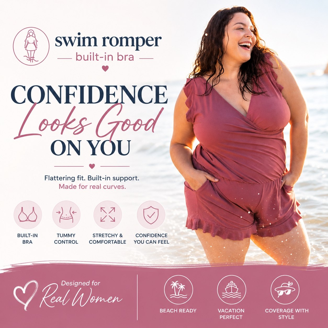 💥Limited time 49% OFF 💥Swim Romper Built-in Bra - Image 1