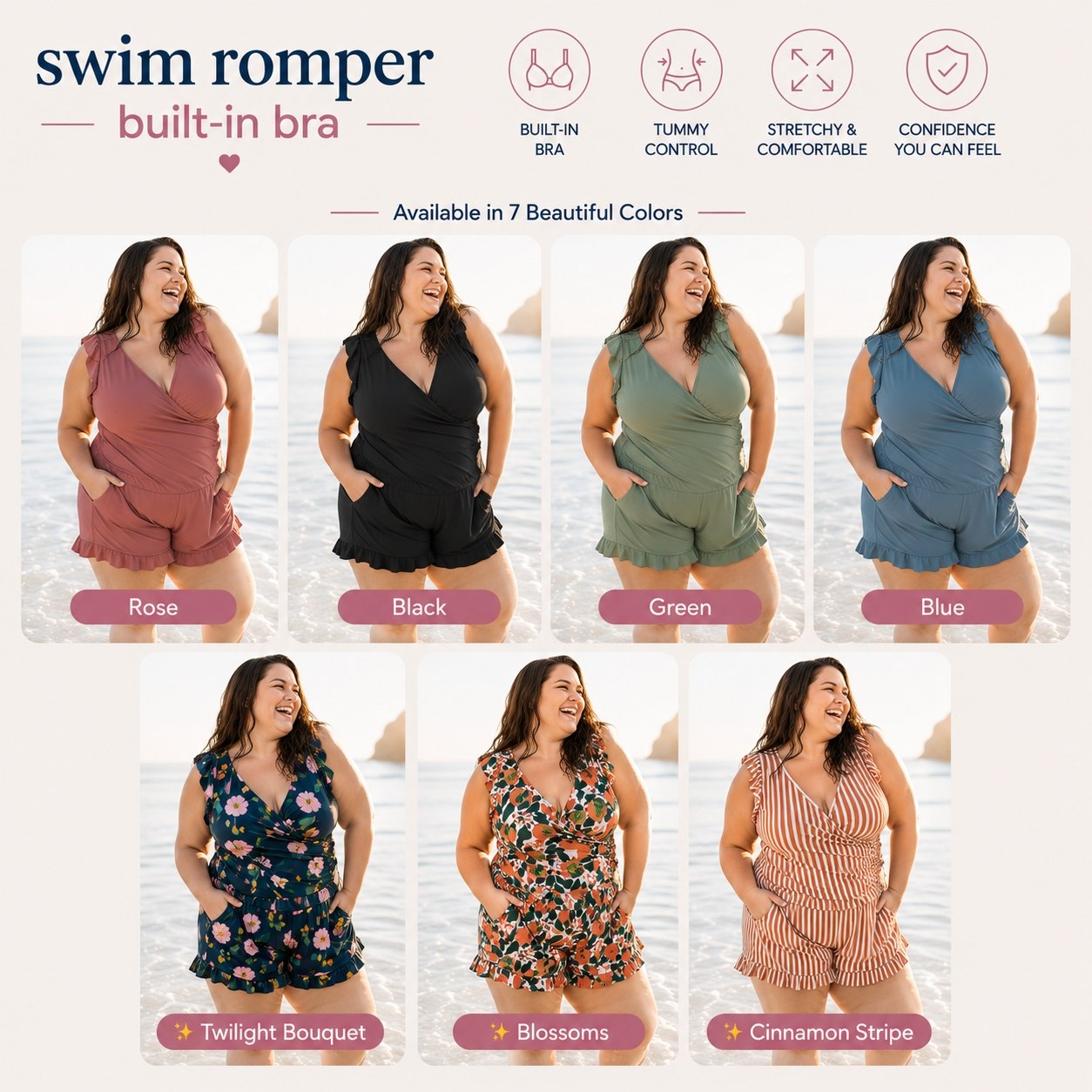 💥Limited time 49% OFF 💥Swim Romper Built-in Bra thumbnail 3