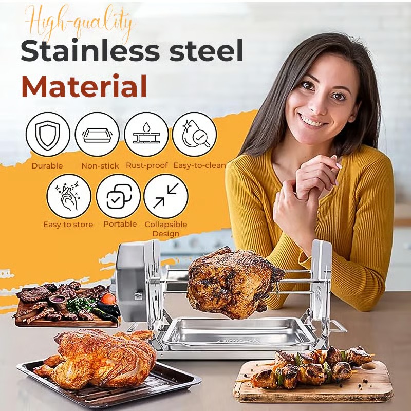 🔥HOT DEAL SUMMER 💖Stainless Steel Rotating Grill thumbnail 4