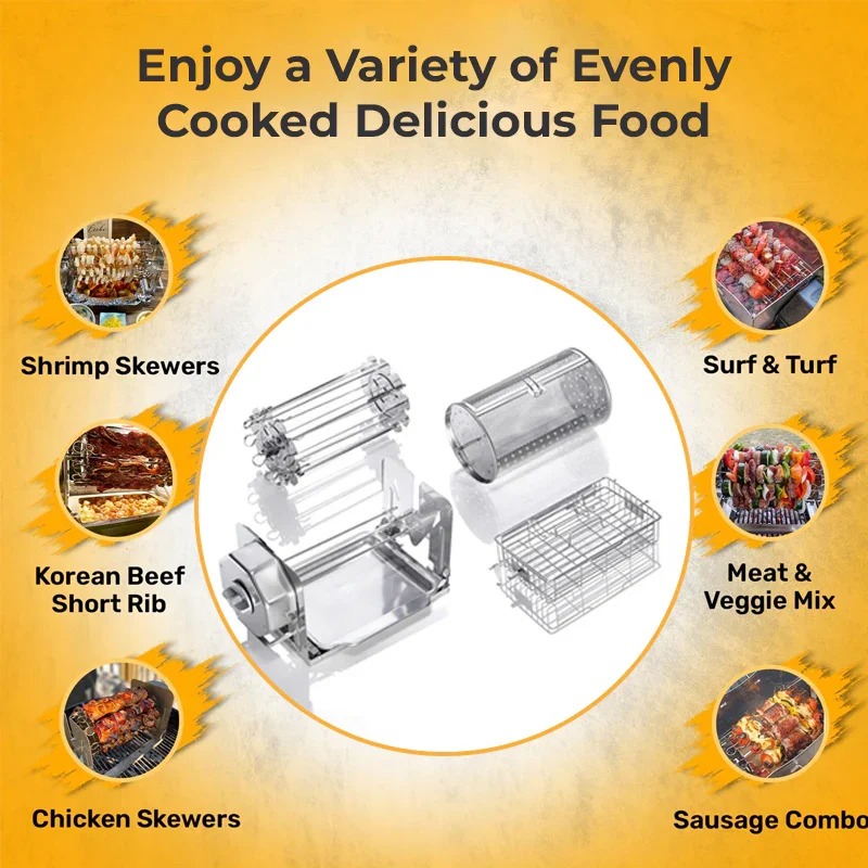 🔥HOT DEAL SUMMER 💖Stainless Steel Rotating Grill thumbnail 2