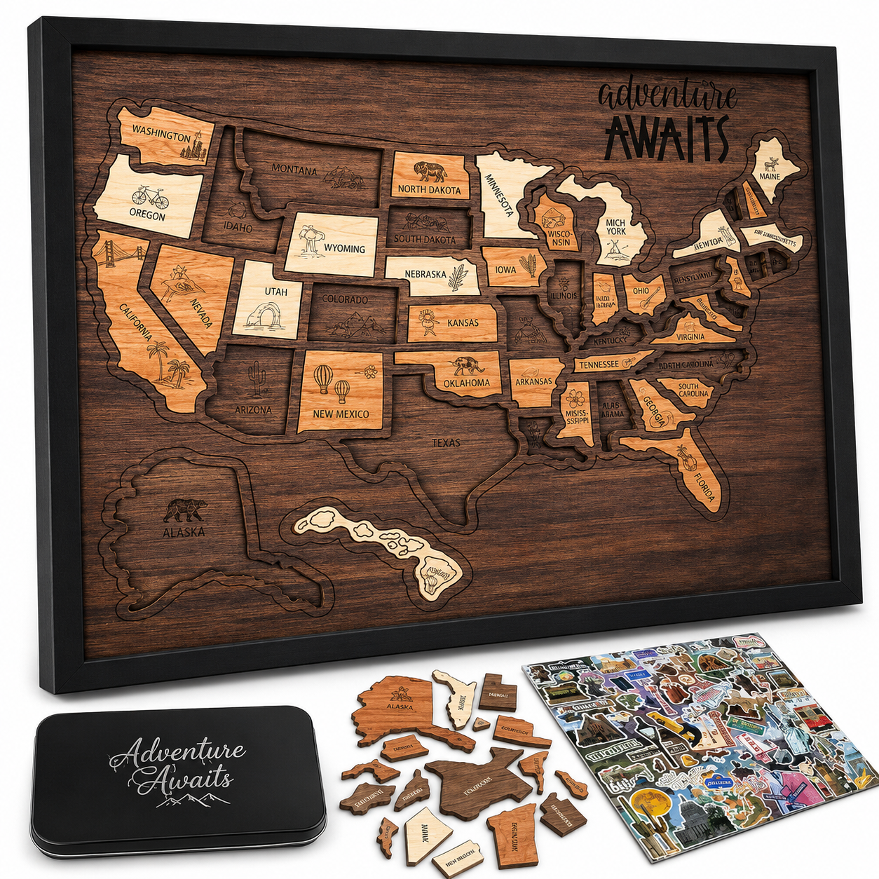 🔥Last Day 60% OFF ✈️ Wooden USA Travel Map Puzzle🧩A Stylish Way to Track Your Journey & Memories thumbnail 7
