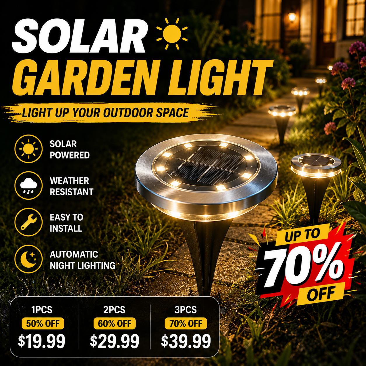 🔥Hot Deal Summer 🔥 Solar Ground Lights for Outdoor Gardens🔥 - Image 1