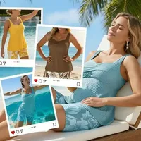 🔥👙Hot Deal Summer SALE OFF UP TO 60%🌊🔥 Two-piece Body Covering Surplice Tankini Printed Boxer Swimsuit thumbnail 4