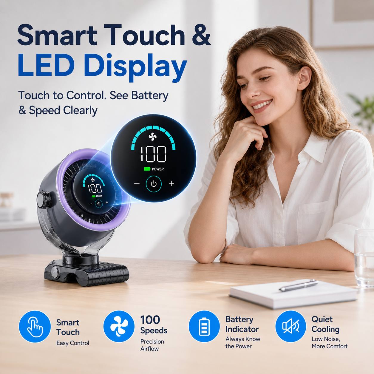 🔥Hot Deal Summer SALE OFF UP TO 50% + Free Shipping🔥4000mAh Clip-on Fan 360° Rotate Quiet Desk Fan thumbnail 5