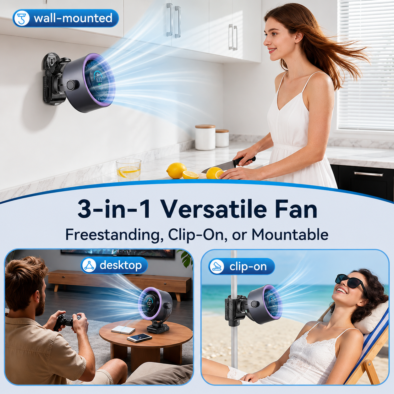 🔥Hot Deal Summer SALE OFF UP TO 50% + Free Shipping🔥4000mAh Clip-on Fan 360° Rotate Quiet Desk Fan thumbnail 4