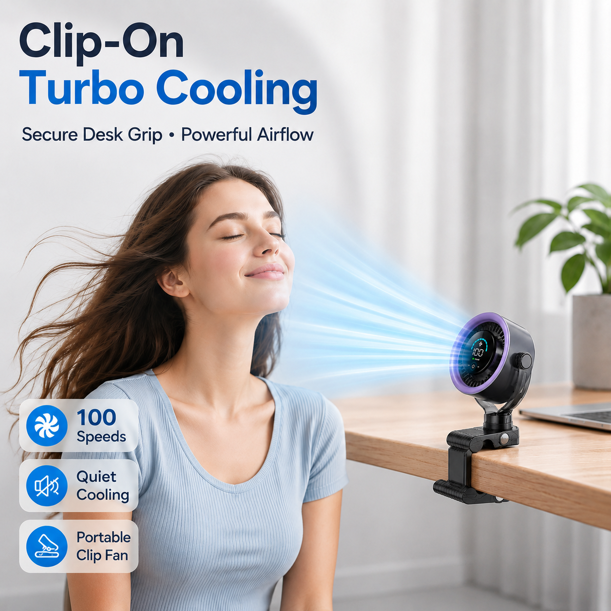🔥Hot Deal Summer SALE OFF UP TO 50% + Free Shipping🔥4000mAh Clip-on Fan 360° Rotate Quiet Desk Fan - Image 1