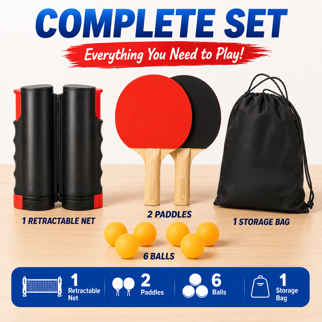 🔥Hot Deal Summer SALE OFF UP TO 50% + Free Shipping🔥All-In-One Table Tennis Set thumbnail 7