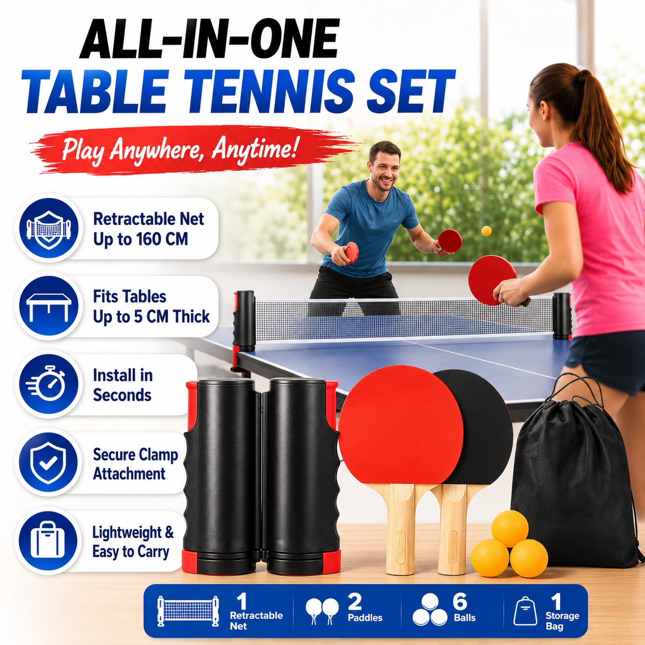 🔥Hot Deal Summer SALE OFF UP TO 50% + Free Shipping🔥All-In-One Table Tennis Set - Image 1