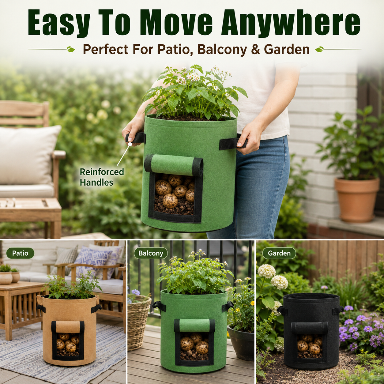 🔥 Hot Sale 59% OFF 🌱Fabric Potato Grow Bag with Harvest Window for Patato or vegetables🪴 thumbnail 4