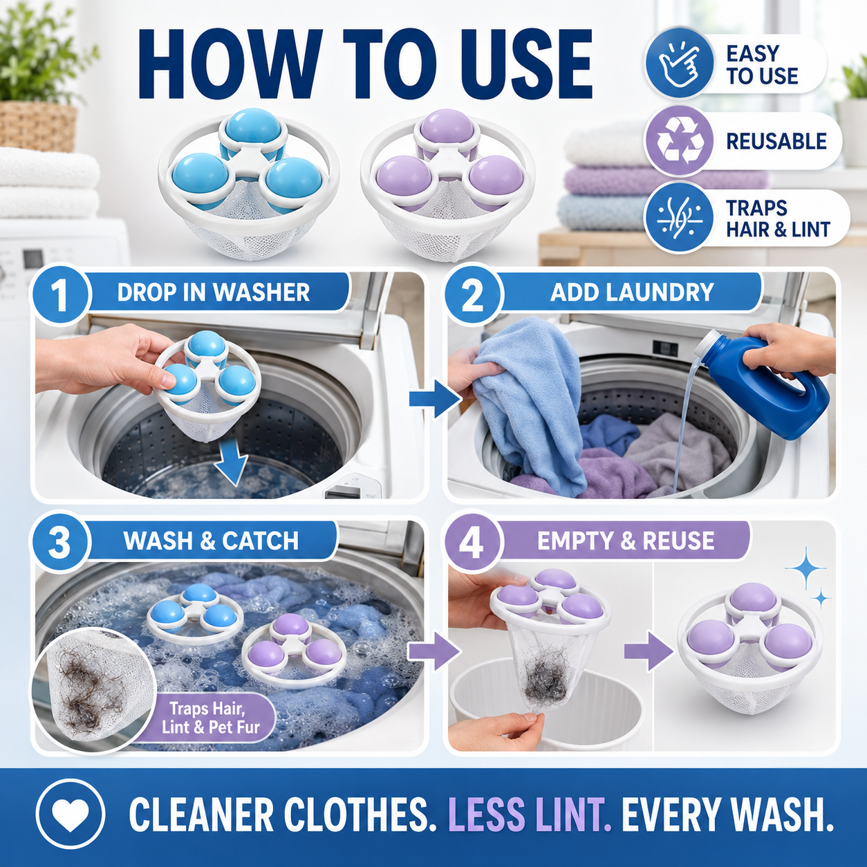 🔥Save 50% This Summer 🔥- Say Goodbye To Hair & Lint In The Wash 🧽 thumbnail 4