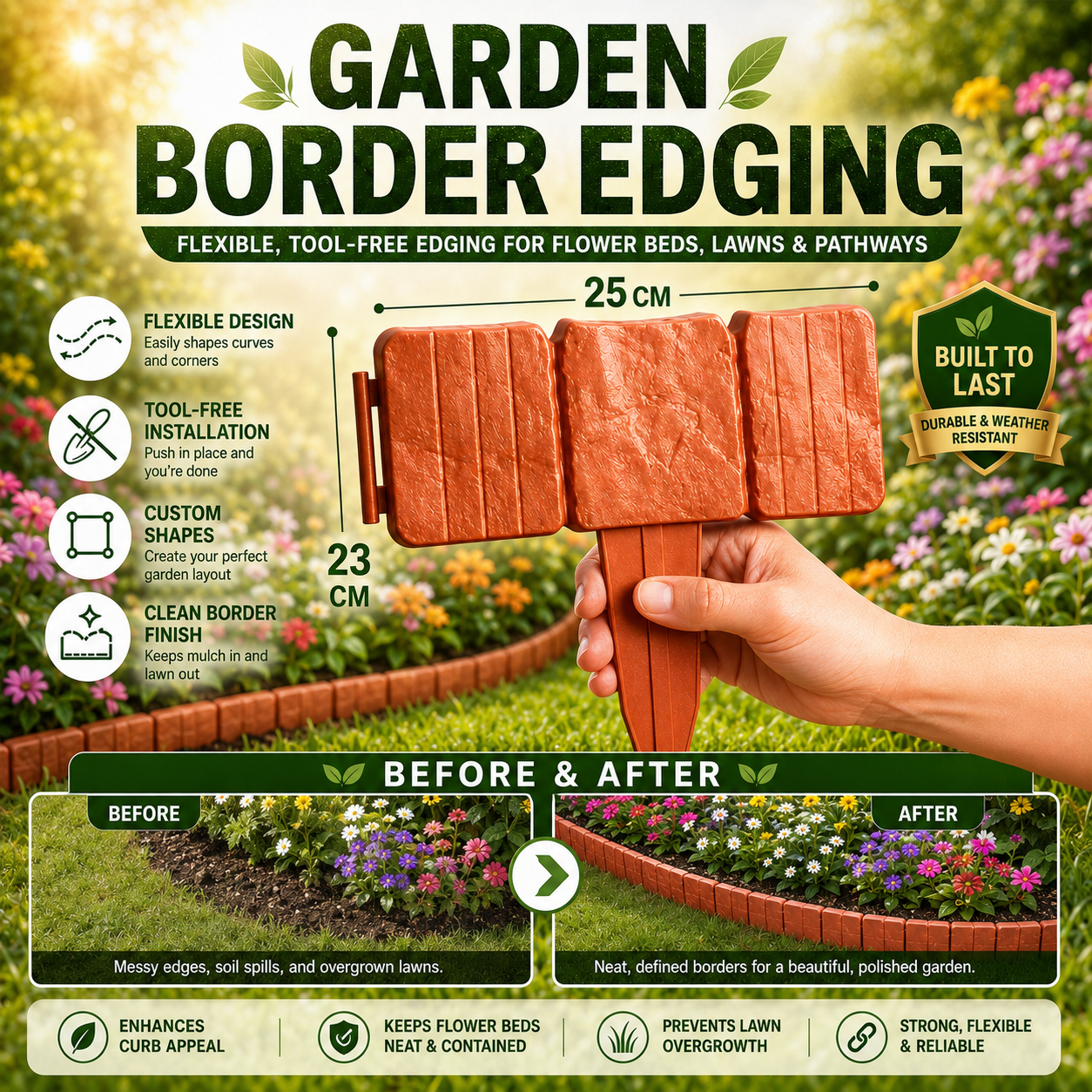 🔥 Hot Sale 59% OFF 🚧🌱🚧10Pcs/Set Stone-effect garden fence - Image 1