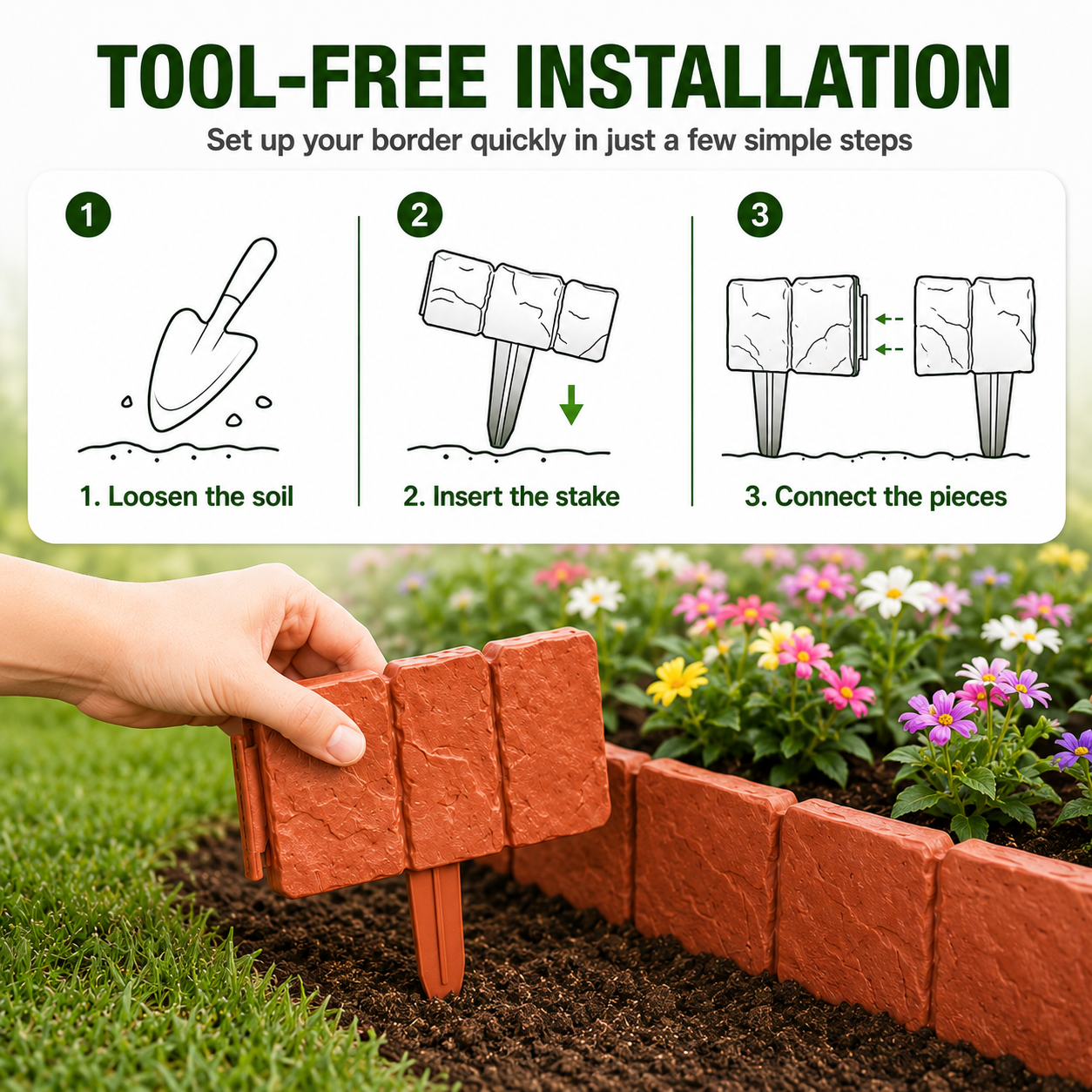 🔥 Hot Sale 59% OFF 🚧🌱🚧10Pcs/Set Stone-effect garden fence thumbnail 6