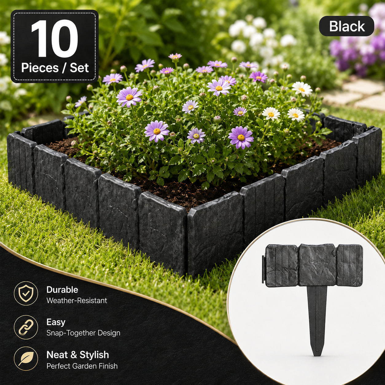 🔥 Hot Sale 59% OFF 🚧🌱🚧10Pcs/Set Stone-effect garden fence thumbnail 9