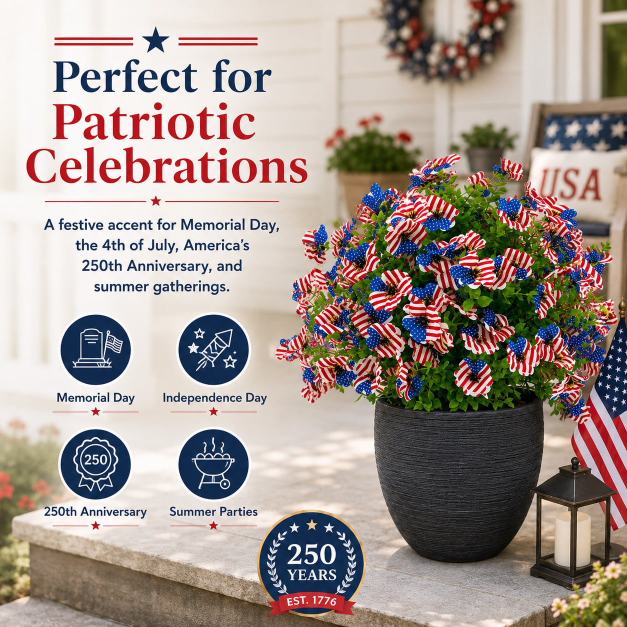🔥 Hot Sale 69% OFF 🌷250th US iIndependence Day - Eucalyptus Flower Artificial Fake Violet Flower Ground Stake thumbnail 6