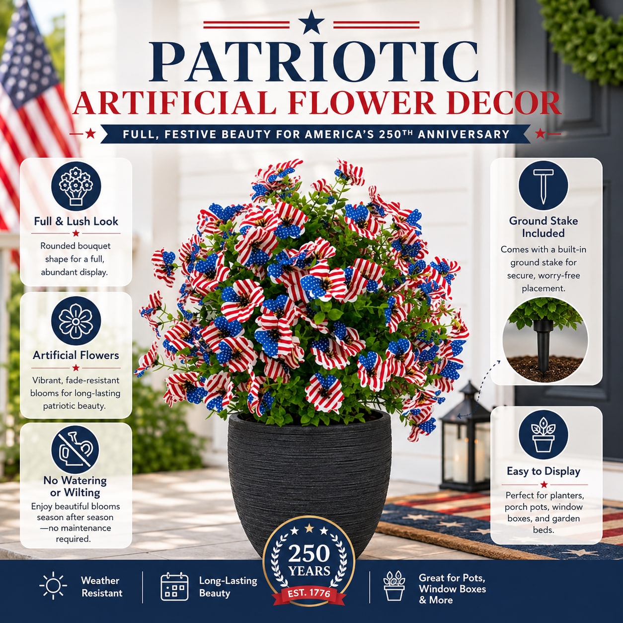 🔥 Hot Sale 69% OFF 🌷250th US iIndependence Day - Eucalyptus Flower Artificial Fake Violet Flower Ground Stake - Image 1