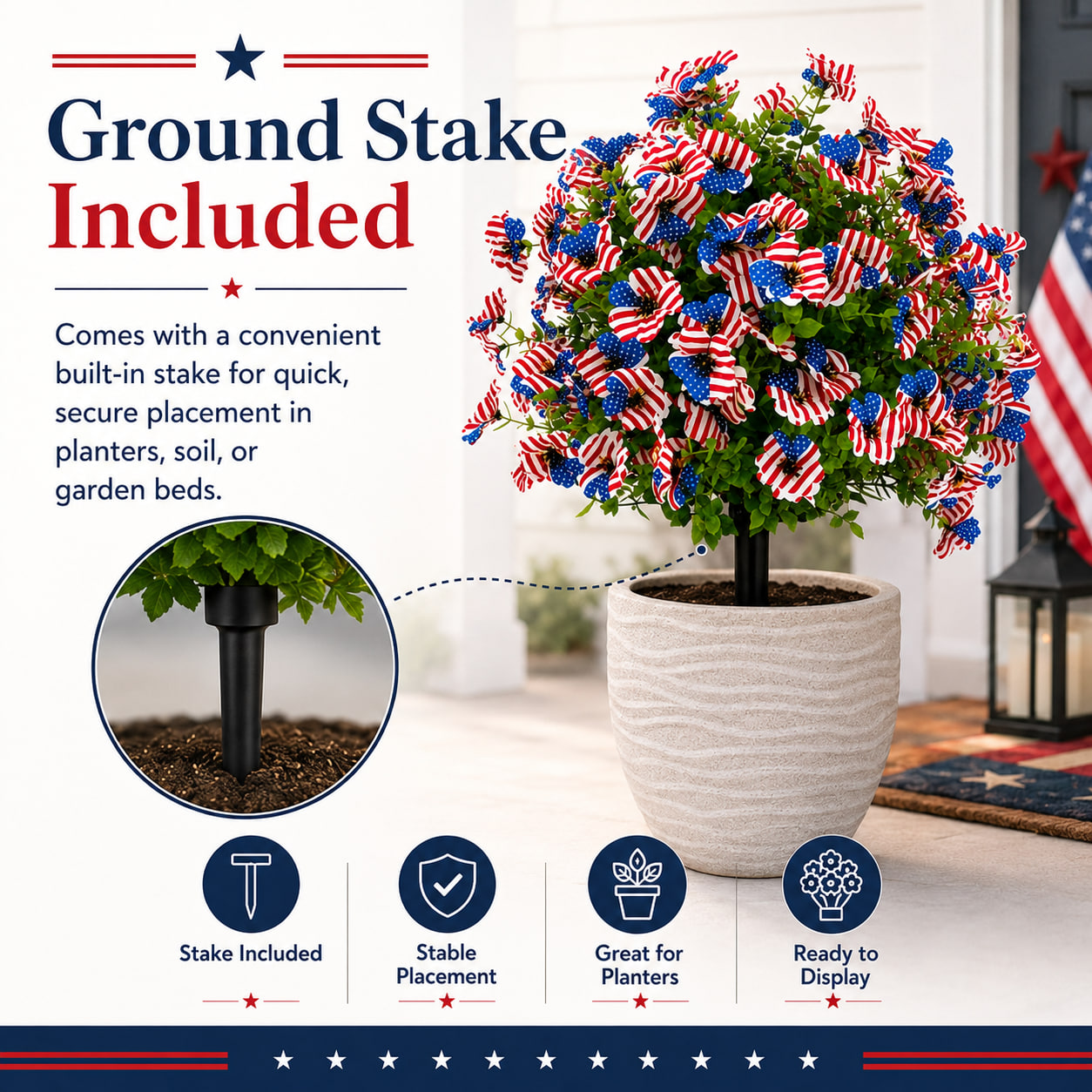 🔥 Hot Sale 69% OFF 🌷250th US iIndependence Day - Eucalyptus Flower Artificial Fake Violet Flower Ground Stake thumbnail 7