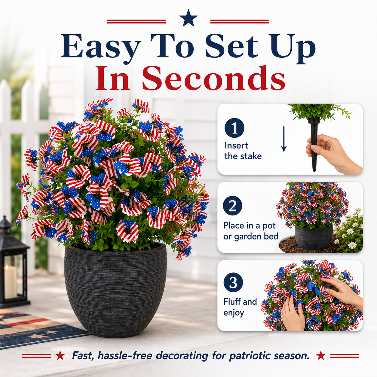 🔥 Hot Sale 69% OFF 🌷250th US iIndependence Day - Eucalyptus Flower Artificial Fake Violet Flower Ground Stake thumbnail 3
