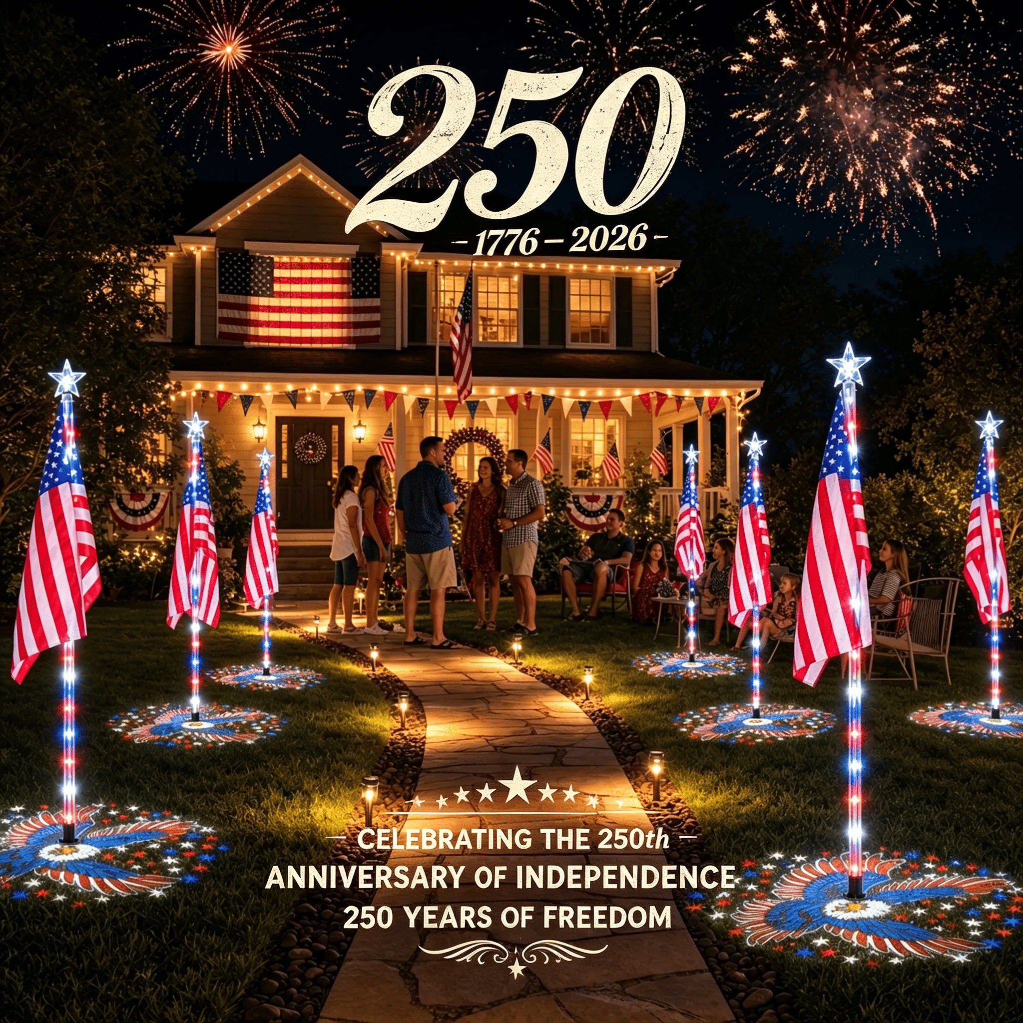 ✨Last Day: 49% OFF🔥American Flag Pathway Lights – Red, White & Blue Yard Glow for 250th Independence Celebration US - Image 1