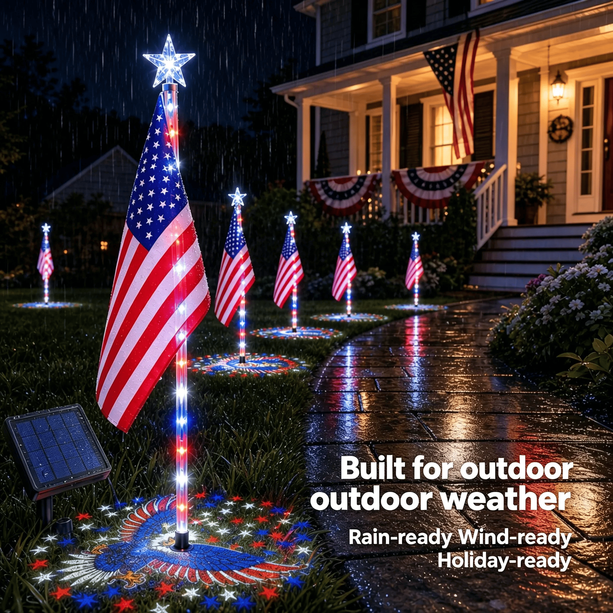 ✨Last Day: 49% OFF🔥American Flag Pathway Lights – Red, White & Blue Yard Glow for 250th Independence Celebration US thumbnail 2