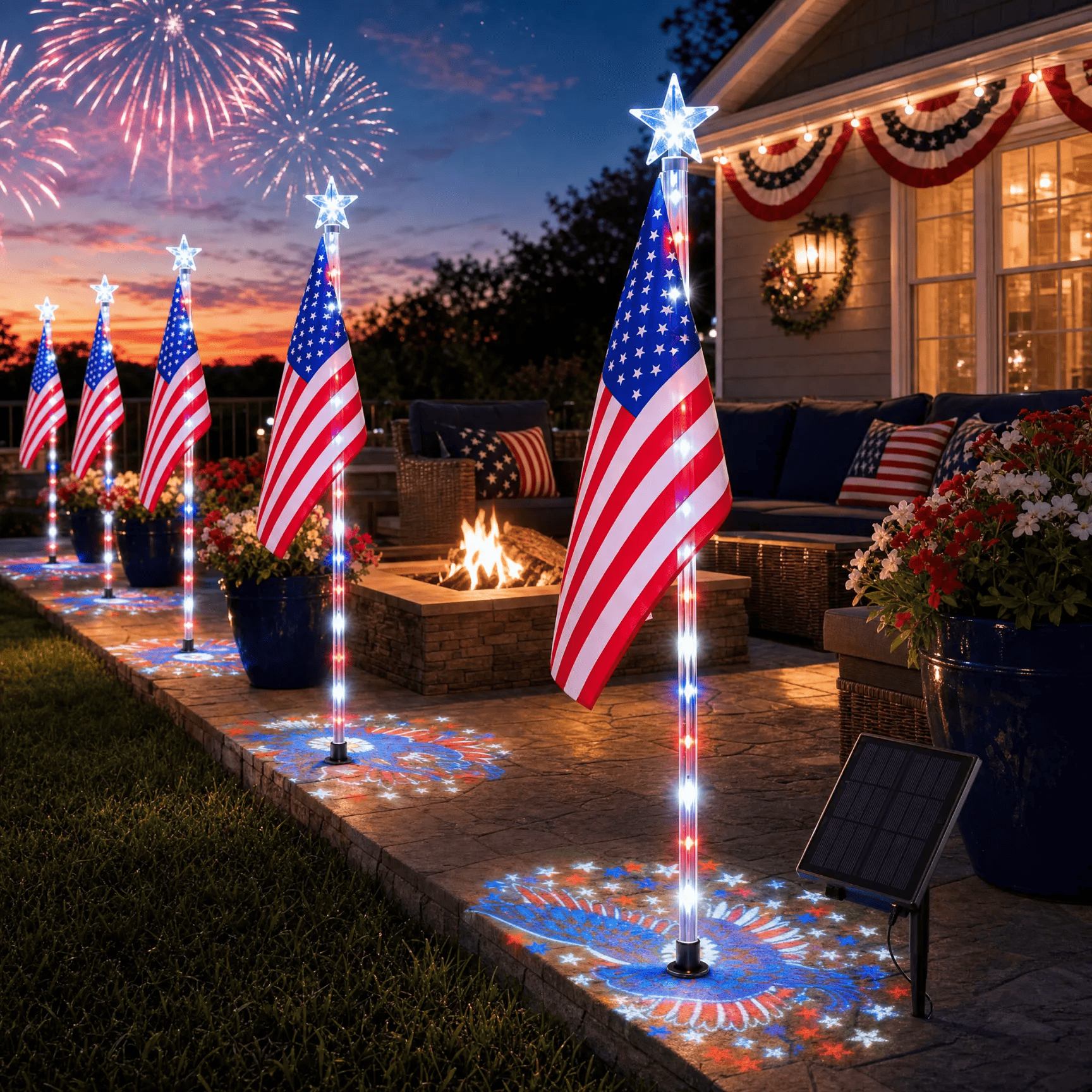 ✨Last Day: 49% OFF🔥American Flag Pathway Lights – Red, White & Blue Yard Glow for 250th Independence Celebration US thumbnail 3