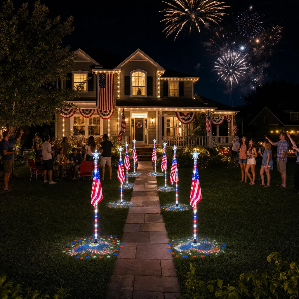✨Last Day: 49% OFF🔥American Flag Pathway Lights – Red, White & Blue Yard Glow for 250th Independence Celebration US thumbnail 5